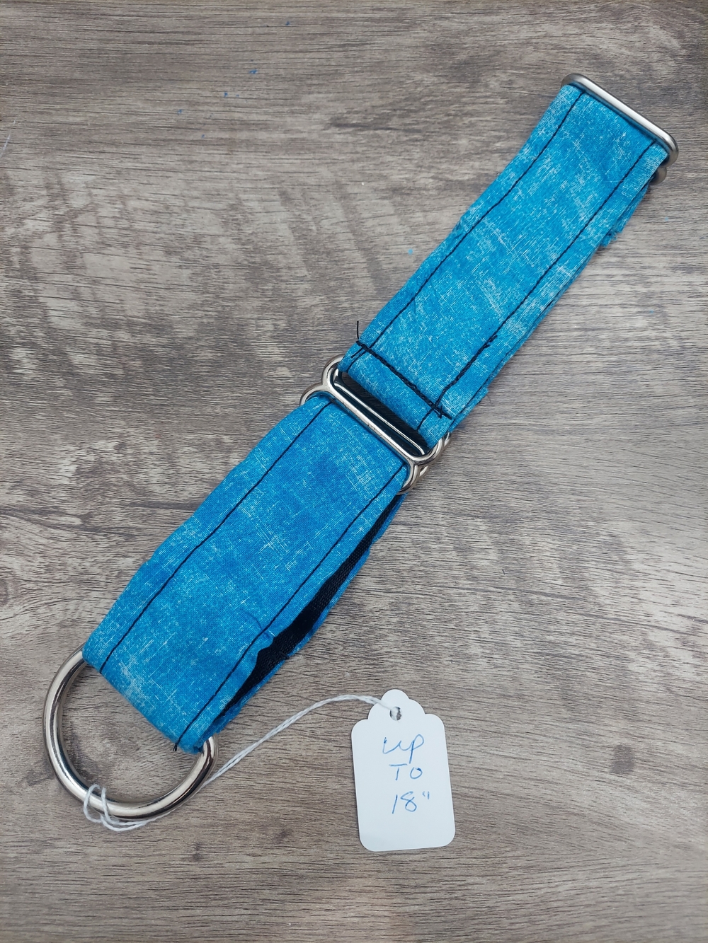 Custom Martingale Dog Collar 1.5" Vibrant Turquoise Blue Heather Texture 18"
